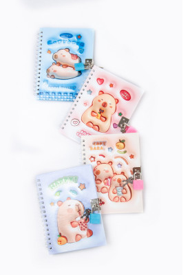 Блокнот, 11х15 см, 48 аркушів, клітинка, на замочку, "Капібара"